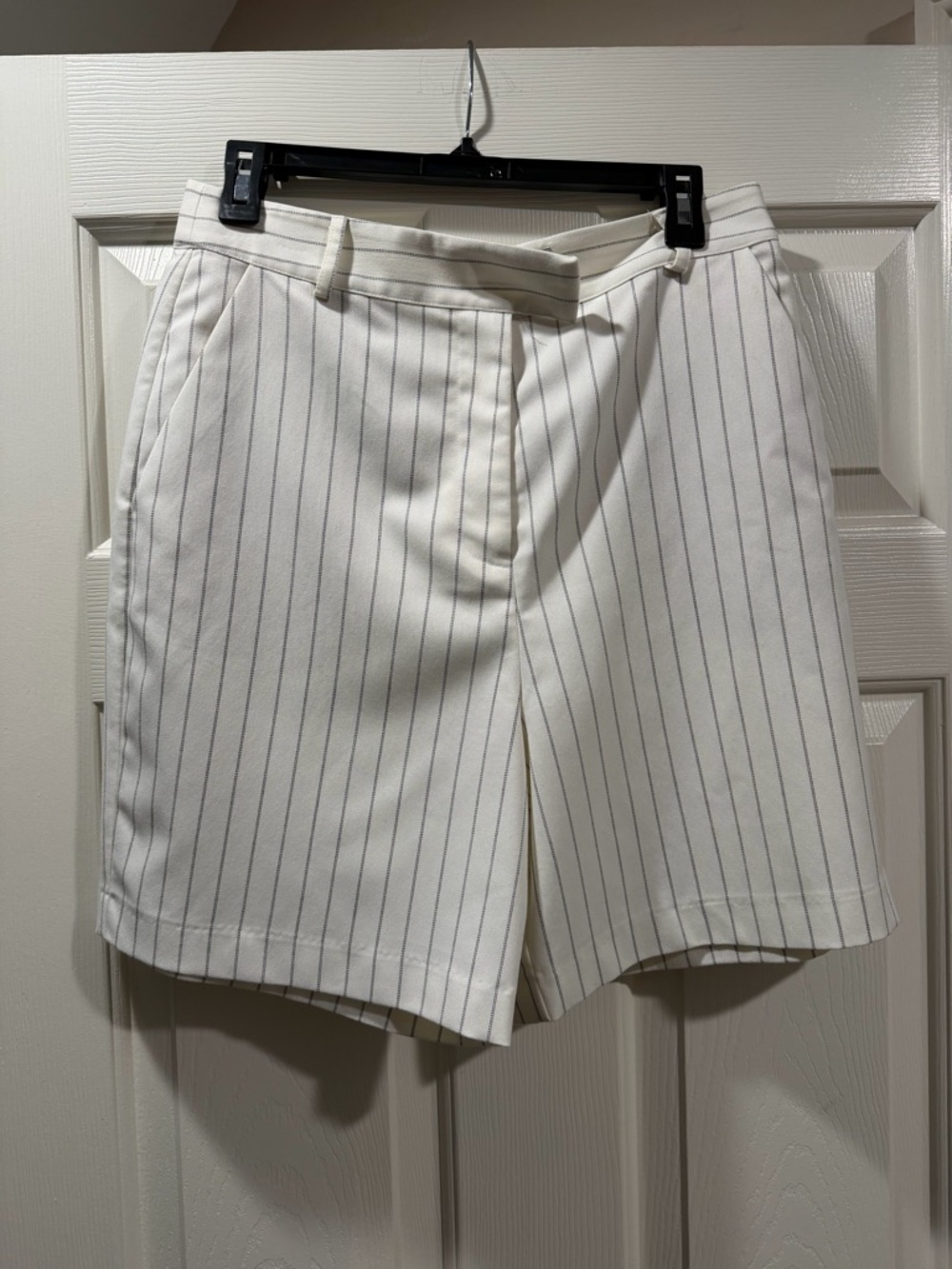 Steve Madden White Pinstripe Tailored Bermuda Shorts